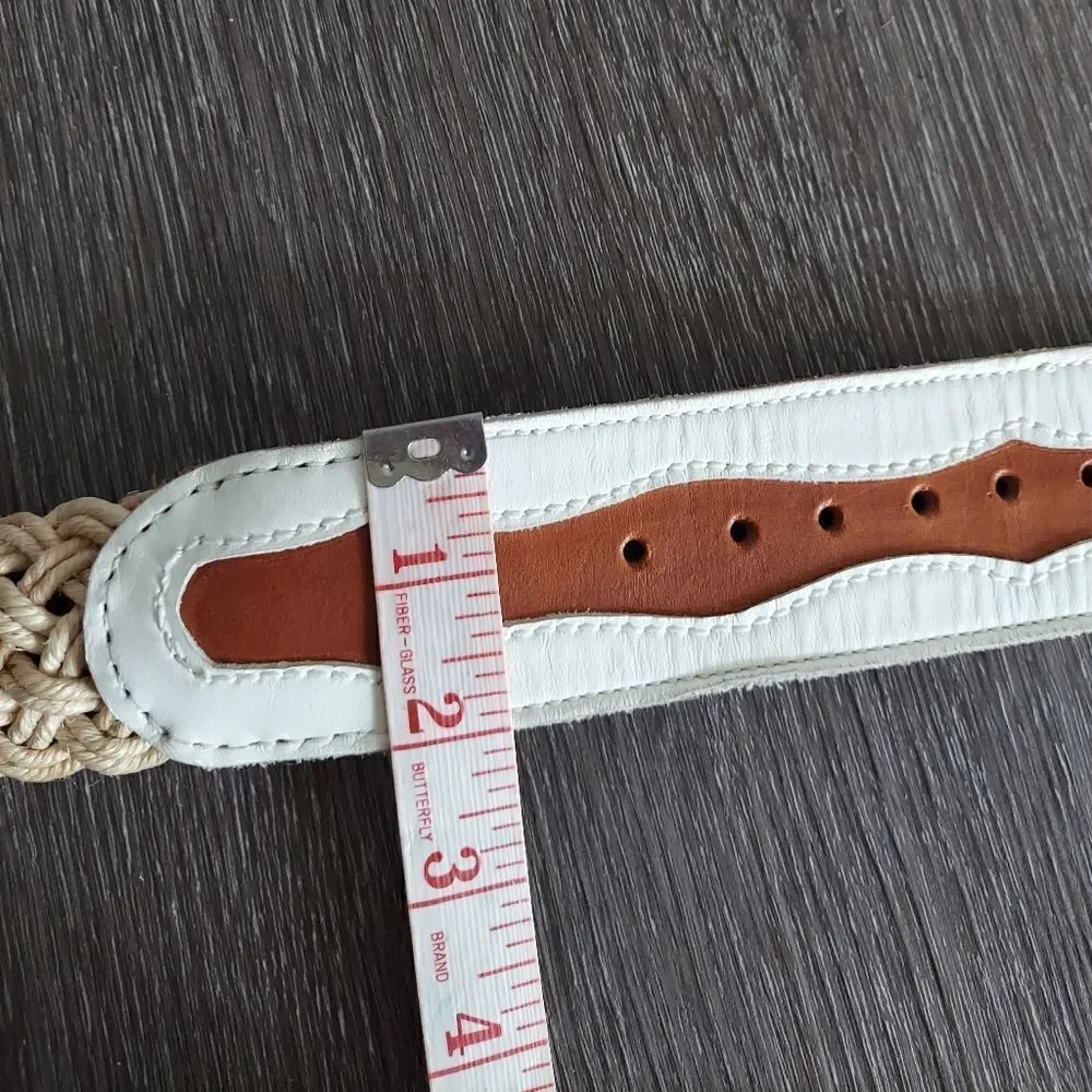 Vintage Leather Woven Braided Rope Western Belt 40